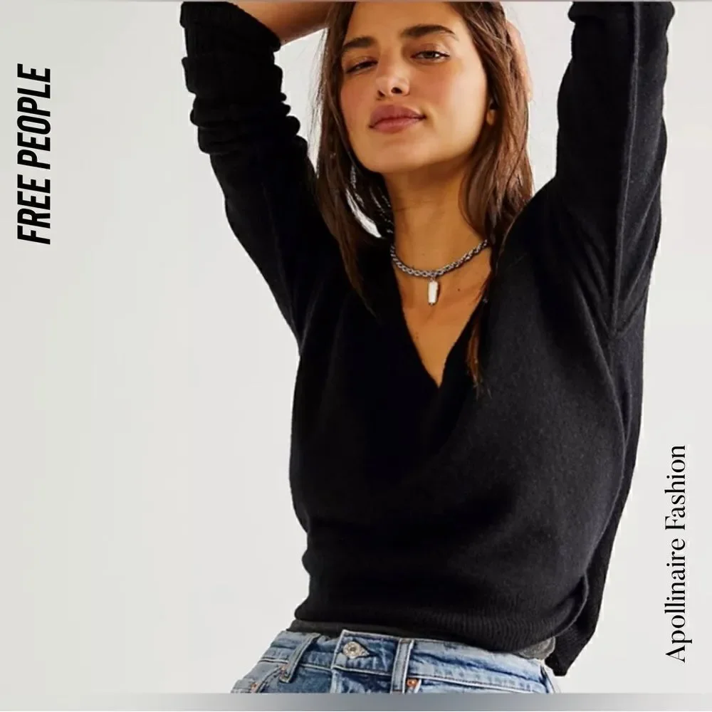 FREE PEOPLE STELLAR PULLOVER CASHMERE V NECK SWEATER NEW SP